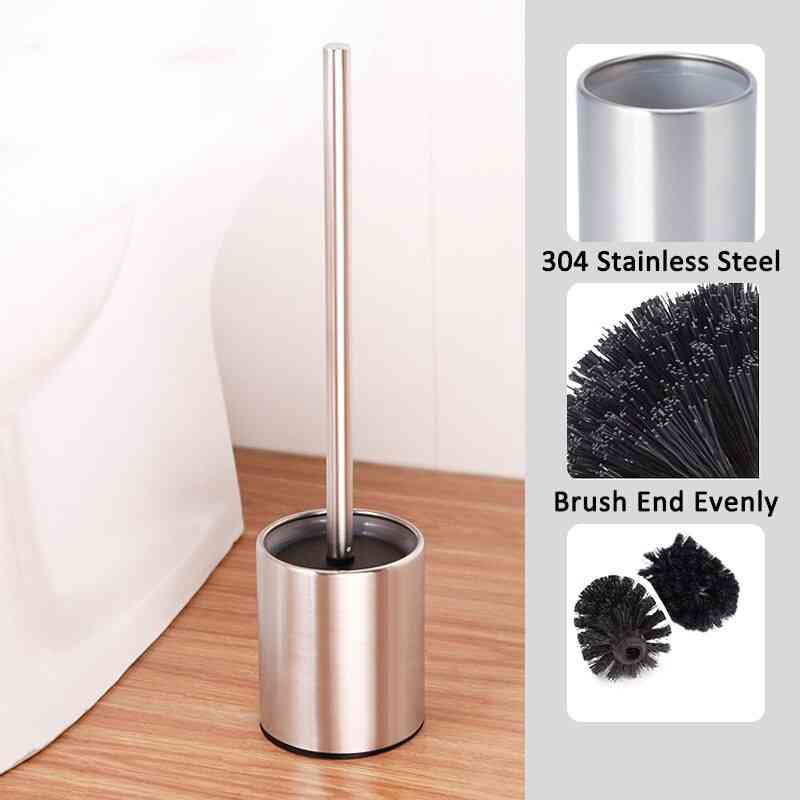 Stainless Steel Rust Resistant Toilet Brush And Vented Holder Set For Bathroom