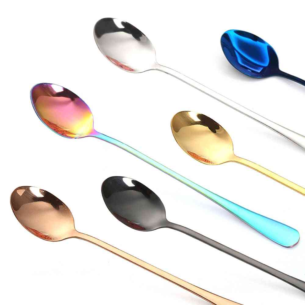 Vacuum Plating Stainless Steel Coffee Spoon With Long Handle