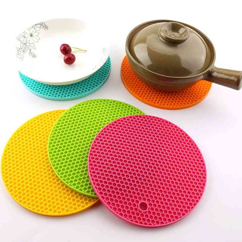 Round Heat Resistant Silicone Non Slip Pot Holder Or Mat Used For Place The Hot Dishes, Hot Pot Or Drinks