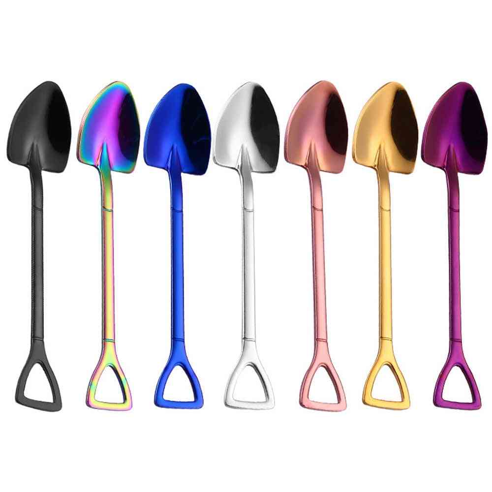 Stainless Steel Colorful Spoon Handle - Ice Cream Dessert Drinking Spoons Flatware For