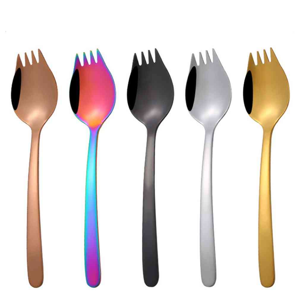 Creative Tableware 2 In 1 Fork Spoon - Multifunction Stainless Steel Spoon Tableware