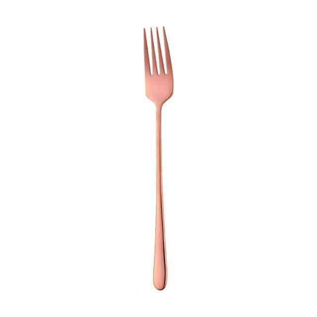 Matgaffel i rostfritt stål korea färgrik efterrätt lång gaffel - siliver