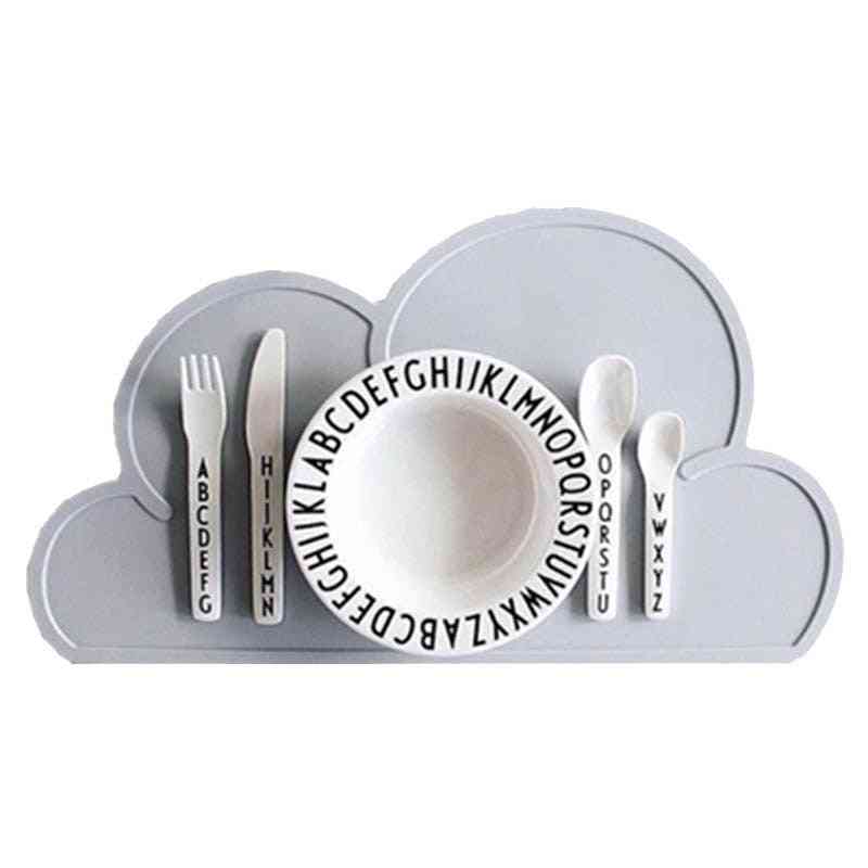 Cloud Shape Placemat Kids Plate Mat Food Grade Silicone Table Pad, Waterproof Heat Insulation