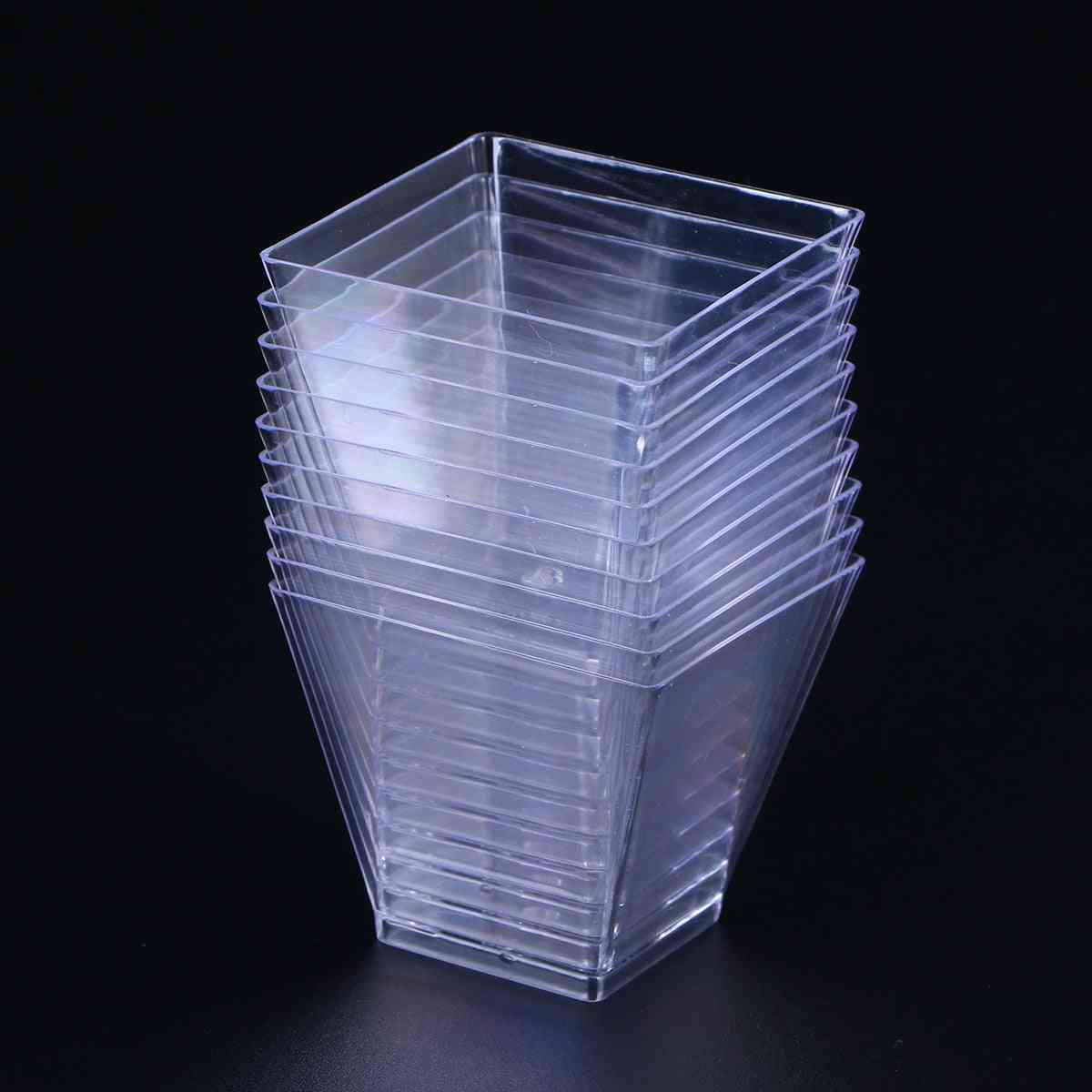 Eldobható műanyag adag poharak - trapéz alakú desszerttartály