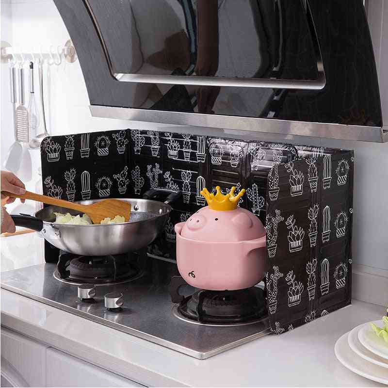 Aluminium Foldable Gas Stove Baffle Plate - Kitchen Frying Pan Oil Splash Protection Screen