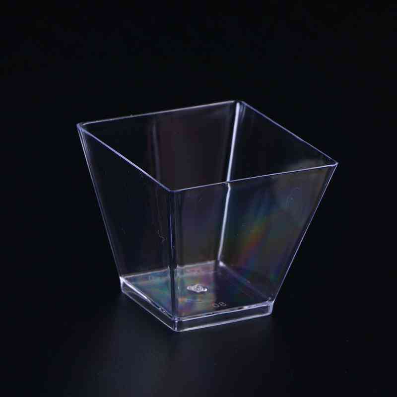 50kpl läpinäkyvät kertakäyttöiset puolisuunnikkaan muotoiset muovikupit -