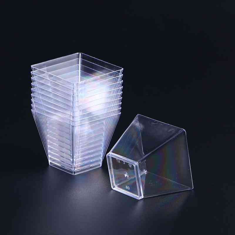 50 Stück transparente trapezförmige Einweg-Plastikbecher