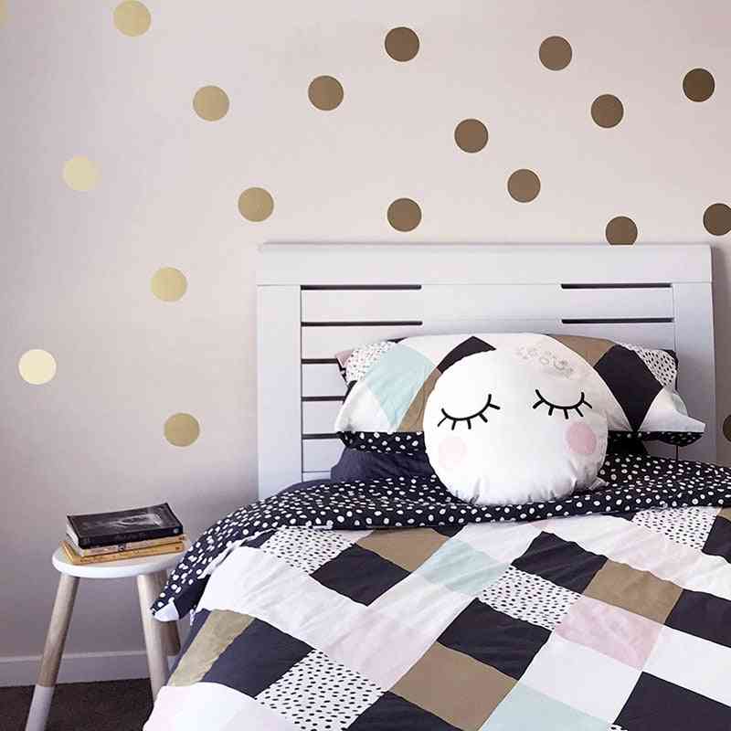 Gold Polka Dots Kids Wall Stickers - Home Decor