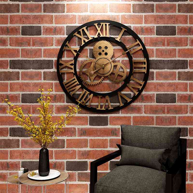 Reloj de pared decorativo de engranajes industriales