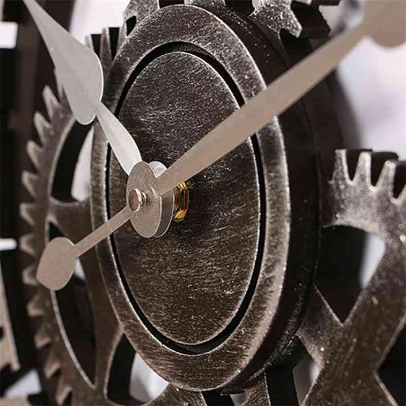Dekoracyjny zegar ścienny industrial gear - srebrny / 30 cm