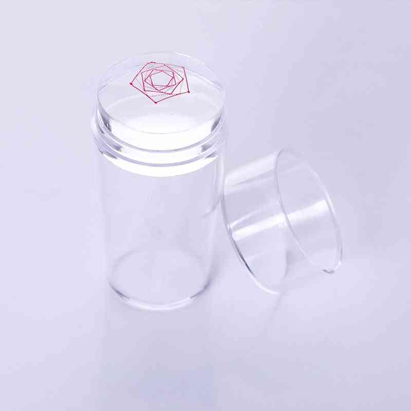 Transparent Nail Art Templates - Clear Jelly Silicone Stamping Plate Scraper With Cap