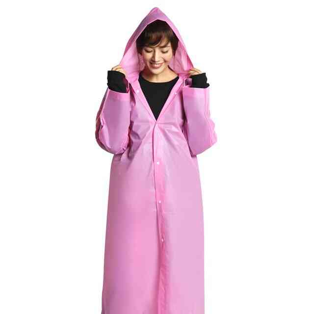 Dames heren regenjas verdikt waterdicht - volwassen helder transparant camping hoodie regenkleding pak - blauw / one size