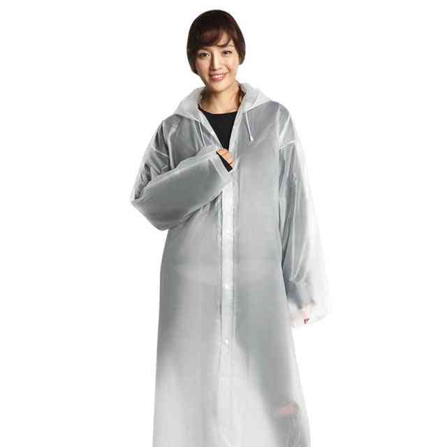 Dames heren regenjas verdikt waterdicht - volwassen helder transparant camping hoodie regenkleding pak - blauw / one size