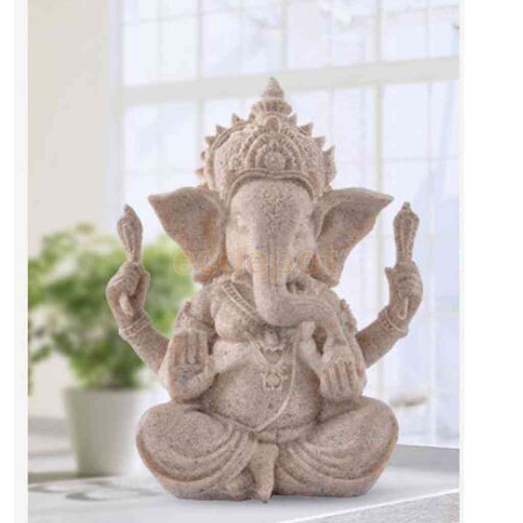 Hand Carved Sandstone Seated Ganesh - Deity Hindu Statue