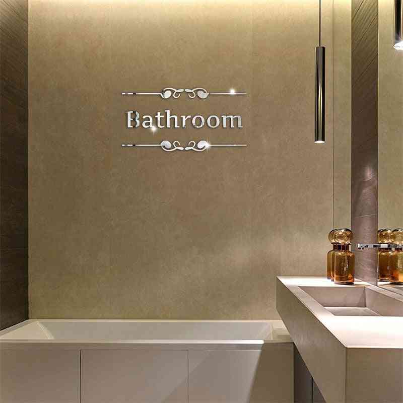 Acrylic Pattern, Decorative Mirror Wall Sticker For Toilet / Bathroom