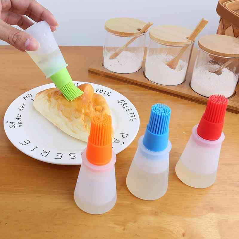 Portable Silicone Oil Bottle With Brush Grill