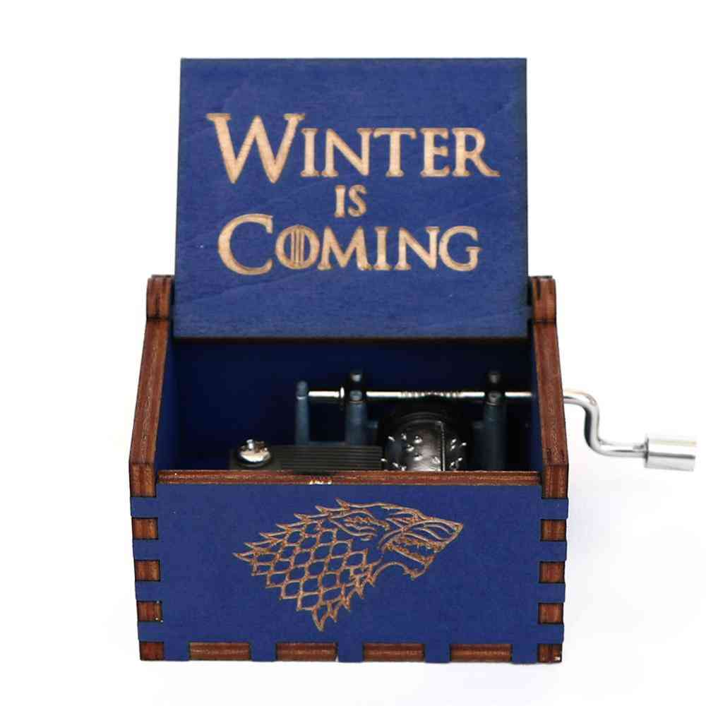 Winter Is Coming Engraved Wooden Hand Crank Music Box