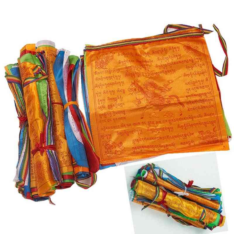 Artificial Silk Tibet Lung Ta Scriptures Banner Flags - Tibetan Buddhist Religious Flags