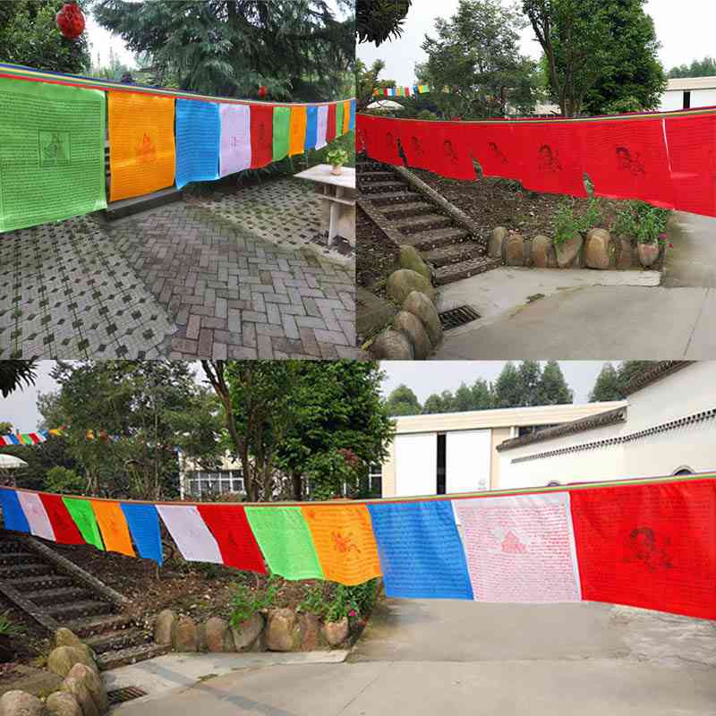 Artificial Silk Tibet Lung Ta Scriptures Banner Flags - Tibetan Buddhist Religious Flags