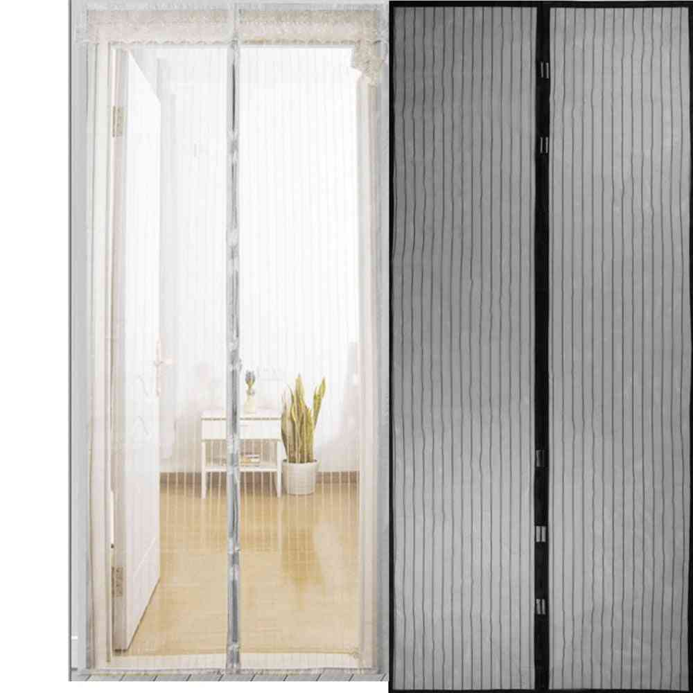 Cortina de tela de malha magnética de verão anti inseto de fechamento automático - cortina de mosquito - preto / 80 x 210 cm
