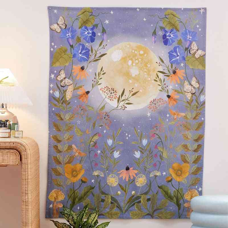 психеделично изкуство луна звездно цвете декор стенен гоблен