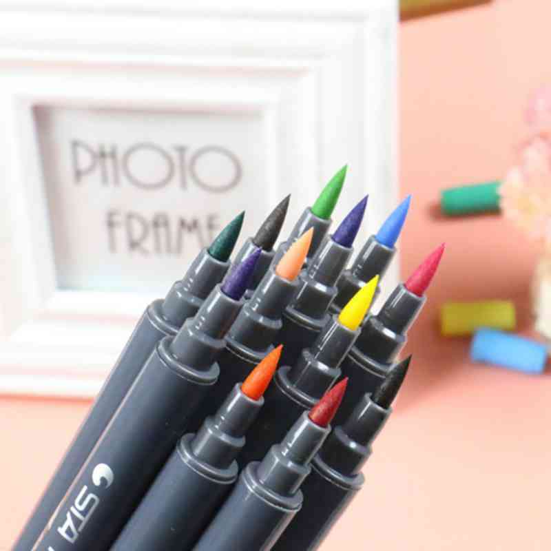 Dual Tip Non-toxic Watercolor Brush Markers - Calligraphy Pens Coloring Brush Markers