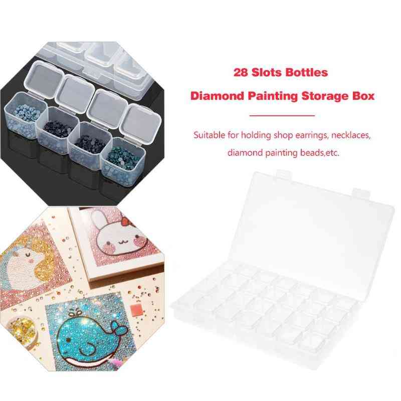 28 celler diamantmaleri værktøj tilbehør opbevaringsboks - rhinestones arrangør perler smykker kit sag