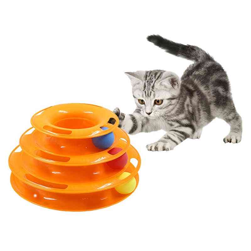 Inteligência diversão animais de estimação gato torre trilhas triplo pay disco brinquedos bola treinamento prato de diversão