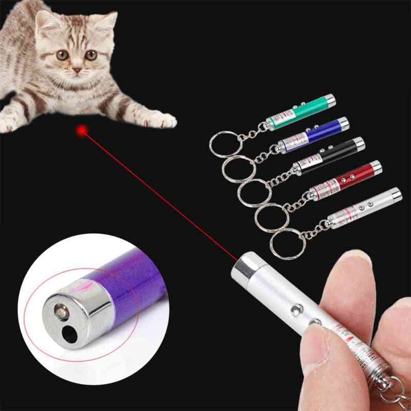 Rolig husdjursledd laserljusleksak, röd punktpekare interaktiv penna för katter -