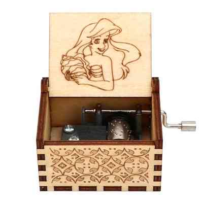 Beautiful Engraved Wooden Hand Crank Music Box