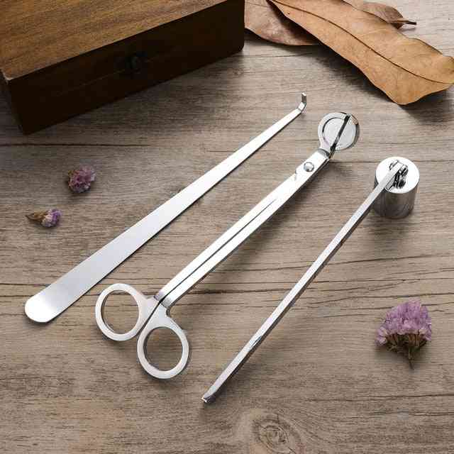 Stainless Wick Snuffer Tool Hook Tesoura Cutter Clipper - Steel Candle Trimmer