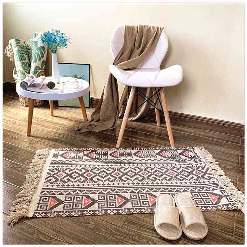 Cotton Tassel Home Weave Carpets - Welcome Foot Pad, Bedroom Study Room Floor Rugs, Prayer Mattress