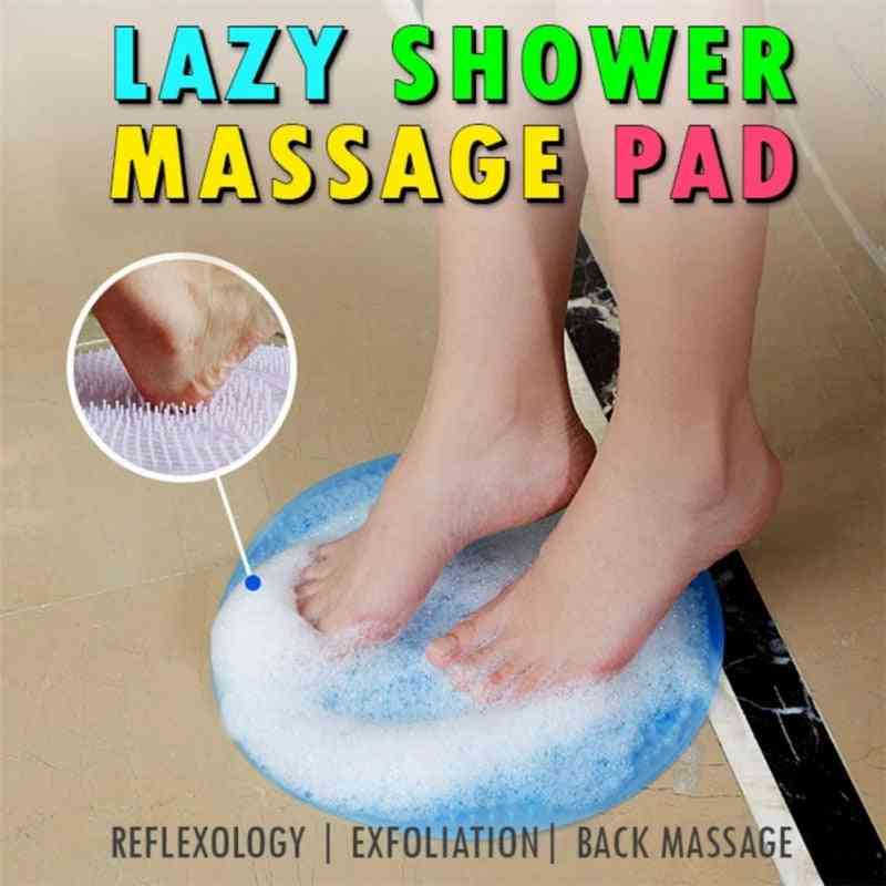 Silicone Bath Shower Back Brush Foot Massager For Dead Skin - Anti Skid Pad For Sole Cleaning And Massage