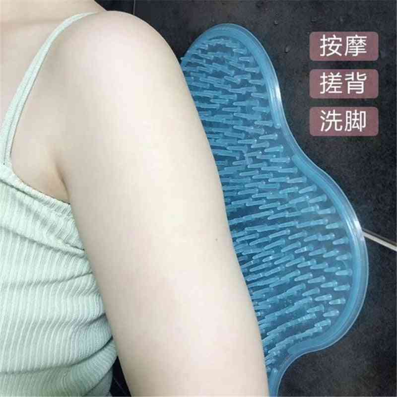 Masajeador de pies con cepillo trasero de ducha de baño de silicona para piel muerta - Almohadilla antideslizante para limpieza y masaje de suelas - A