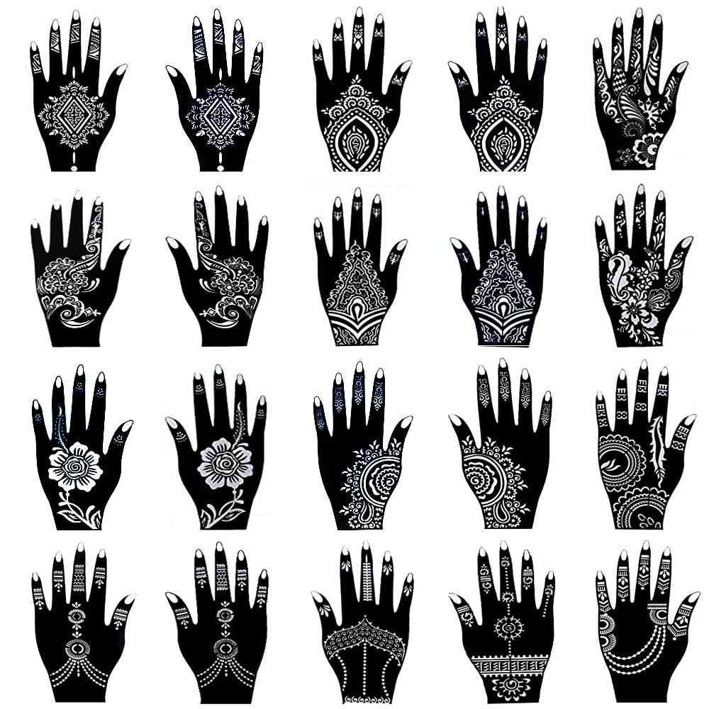 Tattoo Stencil Kit -temporary Body Art , Indian Mehndi Self Adhesive Tattoo Templates For Hand Painting