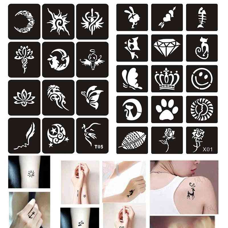 Plantilla de dibujo de plantilla de tatuaje para aerógrafo brillo o tatuaje pequeña flor linda caricatura de mariposa