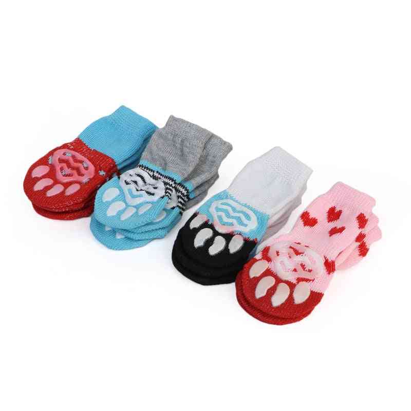 Anti Slip Small Pet Cat Dog Winter Socks -thick Warm Paw Protector Knit Booties Accessories