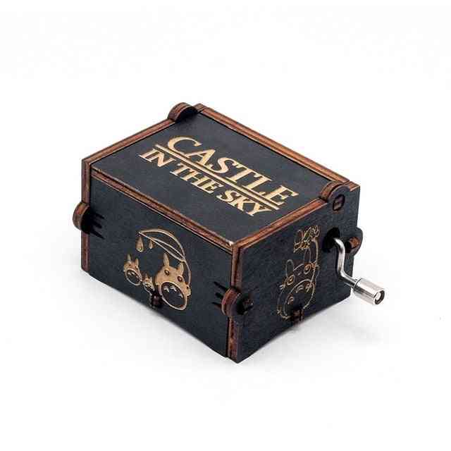 Carrying You Castle In The Sky Black Wood Hand Crank Wooden Music Box