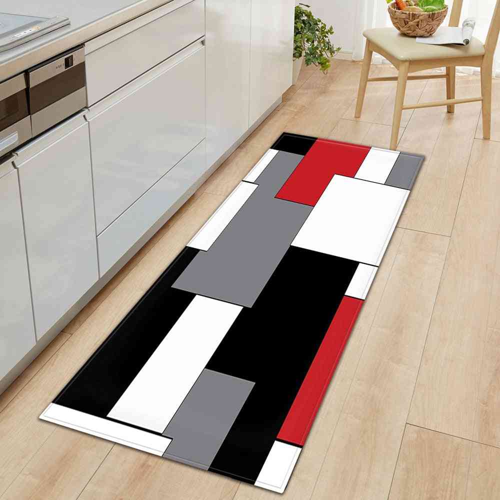Modern 3d Pattern Long Strip Kitchen Mat - Home Floor Decoration Living Room Carpet, Bathroom Non-slip Rug
