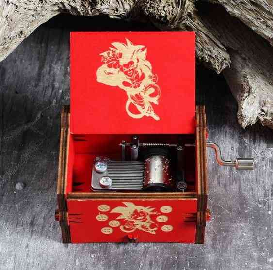 Dragon Ball Engraved Wooden Antique Hand-cranked Music Box