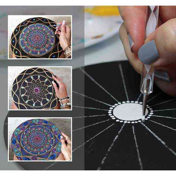 Mandala bodkovaná akrylová tyčinka sada nástrojov na maľovanie skál