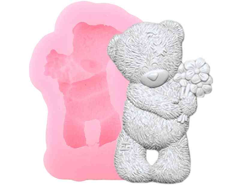 3d zanatski medvjed silikonski kalup - kalupi za fondan za obrube s cvjetnim kolačima, ukrašavanje vjenčanih torti, kalup za gumpaste od čokolade od bombona