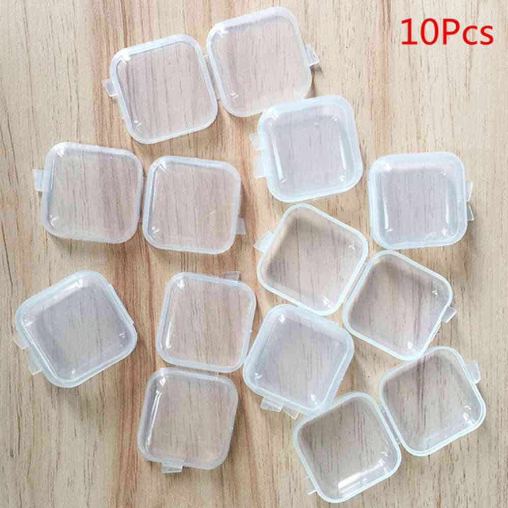 Portable Mini Plastic Transparent Storage Boxes - Square Pill, Jewelry, Earplug, Earring Organizer