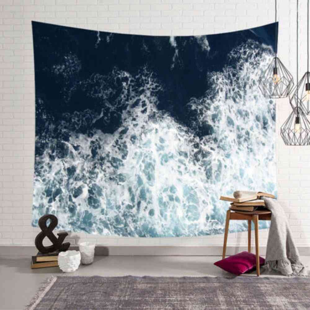 Sea Waves Design-wall Hanging Tapestry For Home Decor, Yoga And Beach Towel
