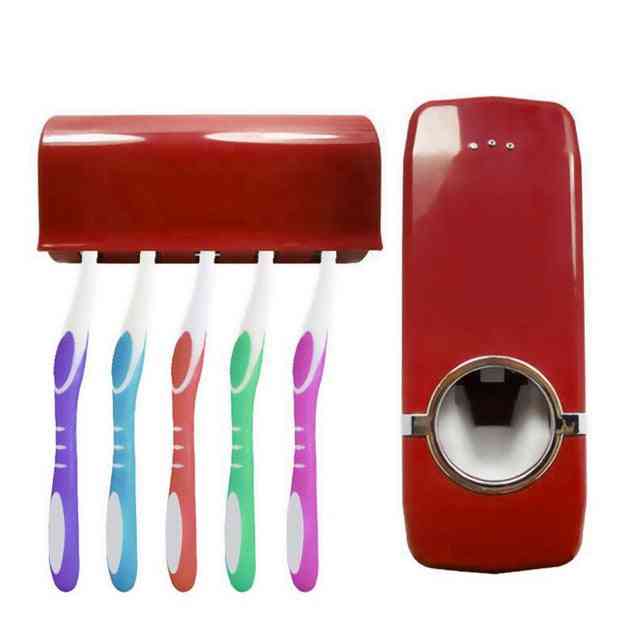 Wall Mount, Automatic Toothpaste Squeezer And Toothbrush Holder