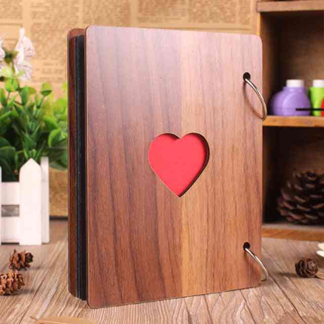 Wooden Cover Diy Photo Album 6 Inch - Baby Growth Family Memory Commemorative Craft, Anniversary Record