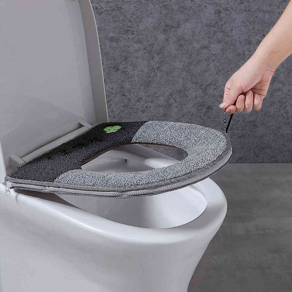 Universal Warm Soft & Washable Toilet Seat Cover, Mat Set For Bathroom