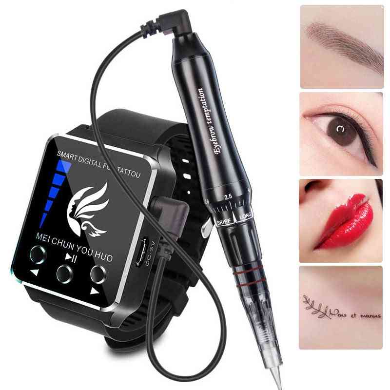 Permanent makeup tatueringsmaskin för ögonbryn, eyeliner, läppar - tatueringspistoler med nålar tatueringsmaskiner