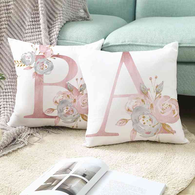 Pink Alphabet Letter Decorative Cushion Covers - Pillowcase For Sofa Cushion