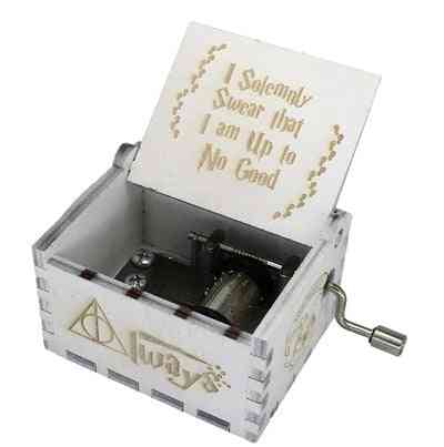I Solemnly Swear That I Am Up To No Good Wooden Hand Crank White Music Box - Harry Potter Collectibles